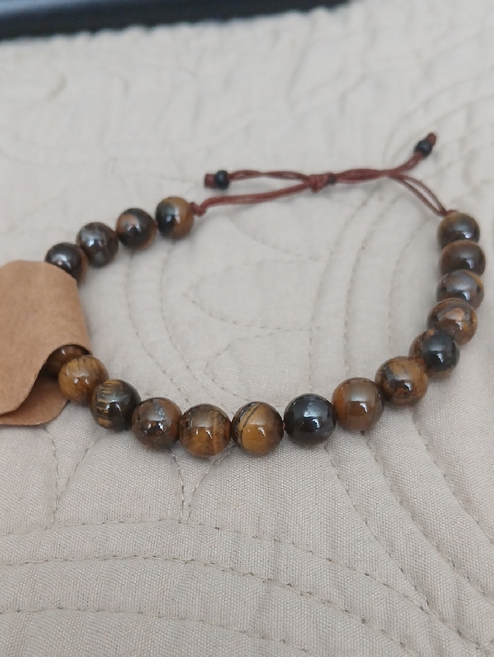 Tiger's Eye Beaded Adjustable Bracelet - Brown